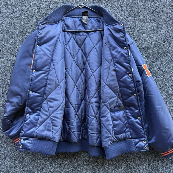 VTG Illinois Fighting Illini x Starter Men's Satin Snap Jacket Navy Blue • XL - Picture 6 of 9